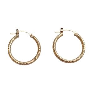 14K Yellow Gold Cable Hoop Earrings #21960